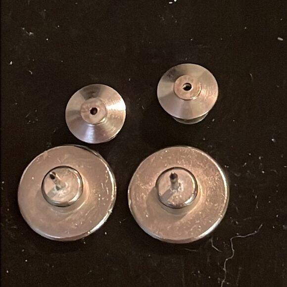 Antique-1910-30-Art Deco round silver tone cream color celluloid snap cuff links - Picture 8 of 11